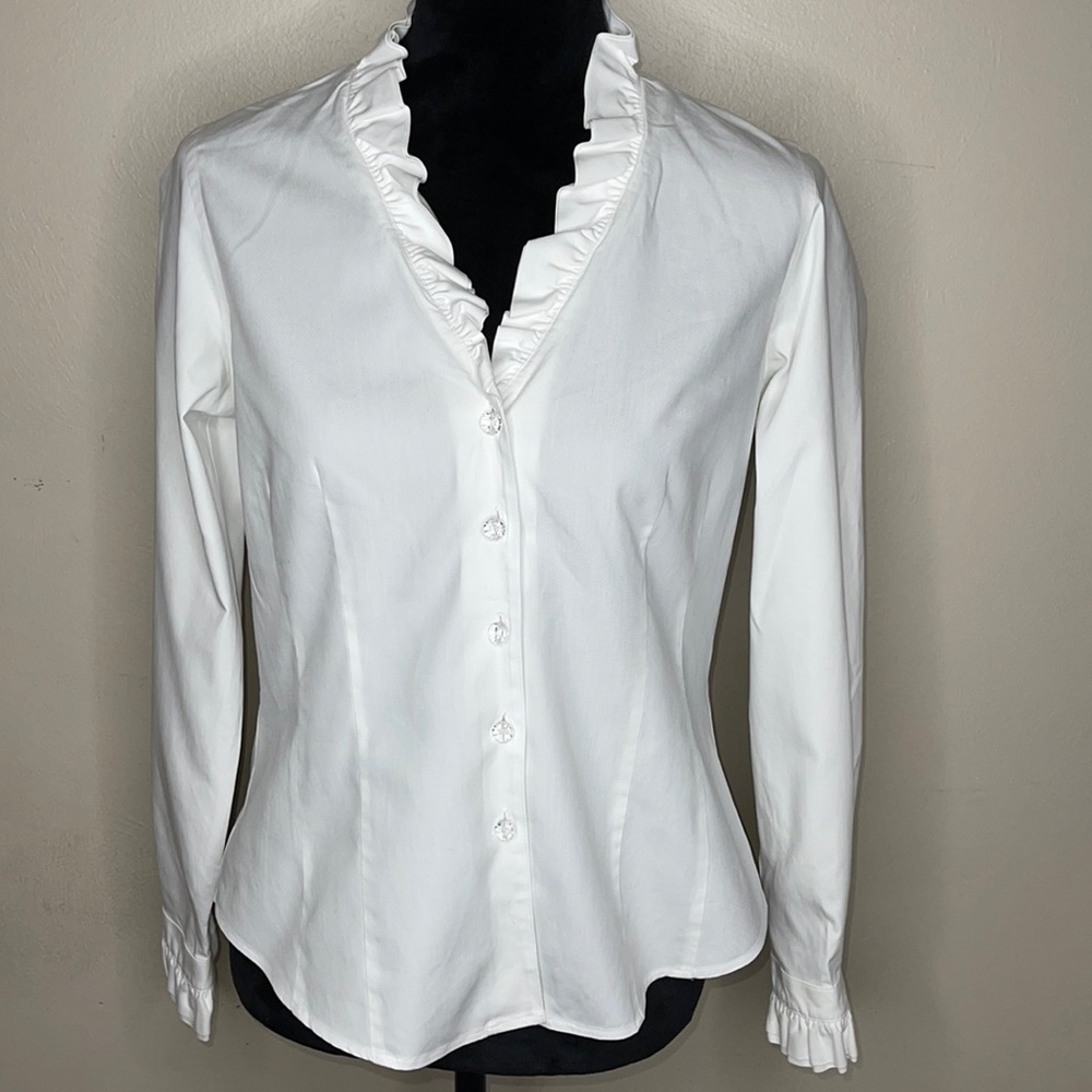 Brooks Brothers Ruffle Trim Blouse size 10P